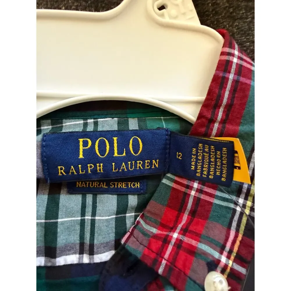 NEW POLO RALPH LAUREN Plaid Cotton Fun Shirtdress in assorted colors